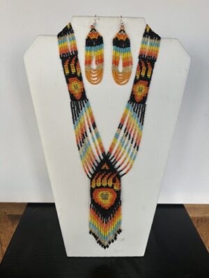 Orange Gold Bear Claw Necklace and Earrings Set