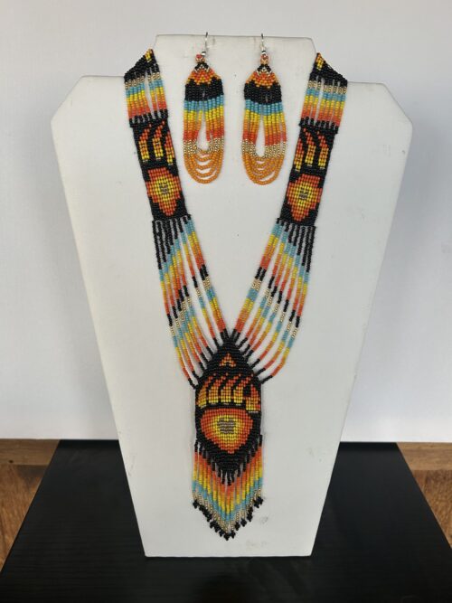 Orange Gold Bear Claw Necklace and Earrings Set