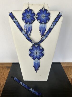 Eight Pointed Star Blue Choker and Earring Set