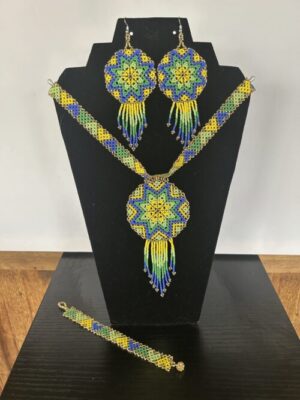 Eight-Pointed Star (Gold / Yellow) Choker, Earrings & Bracelet Set