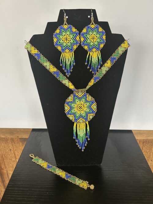 Eight-Pointed Star (Gold / Yellow) Choker, Earrings & Bracelet Set