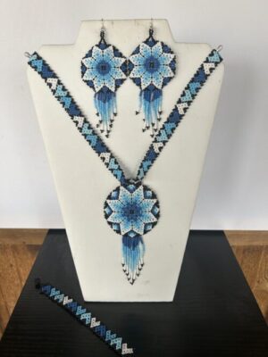 Eight-Pointed Star (Light Blue) Choker, Earrings & Bracelet Set