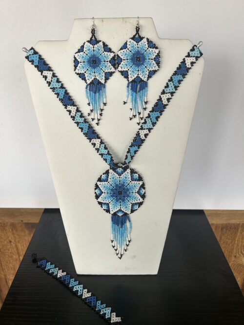 Eight-Pointed Star (Light Blue) Choker, Earrings & Bracelet Set