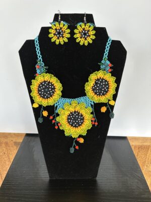 Greet Time Huichol Choker Necklace and Earrings Set