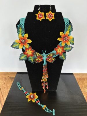 Butterfly Song Huichol Collar, Earring, and Bracelet Set