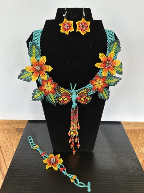 Butterfly Song Huichol Collar, Earring, and Bracelet Set