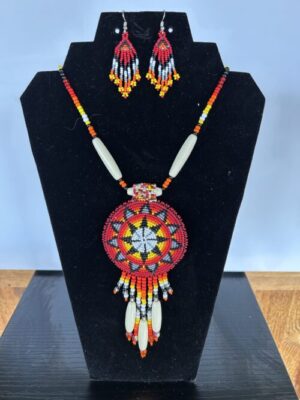 Mandela (Red) Necklace and Earrings Set