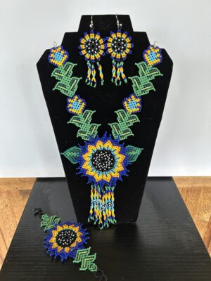 Blue Song Sacred Flowers Necklace, Earrings and Bracelet Set