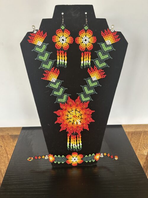 Fireburst Sacred Flower Necklace, Earrings, and Bracelet Set