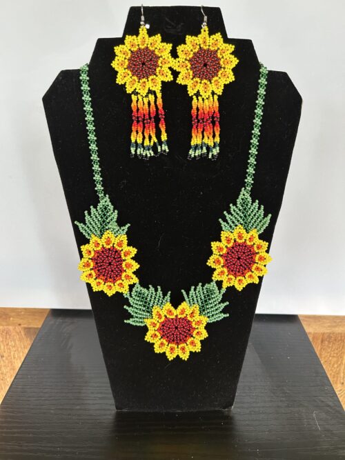 Sunflower Song Sacred Flower Necklace and Earring Set