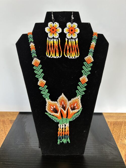 Orange Calalily Sacred Flower Necklace and Earrings Set