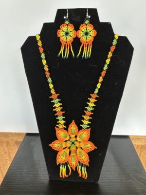 Orange Lily Sacred Flower Necklace and Earrings Set