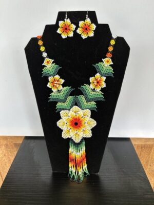 White Mist Sacred Flower Necklace and Earrings Set