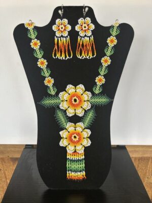 White Snow Speaker Sacred Flower Necklace and Earrings Set