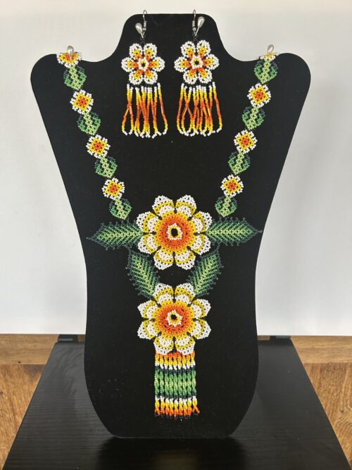 White Snow Speaker Sacred Flower Necklace and Earrings Set