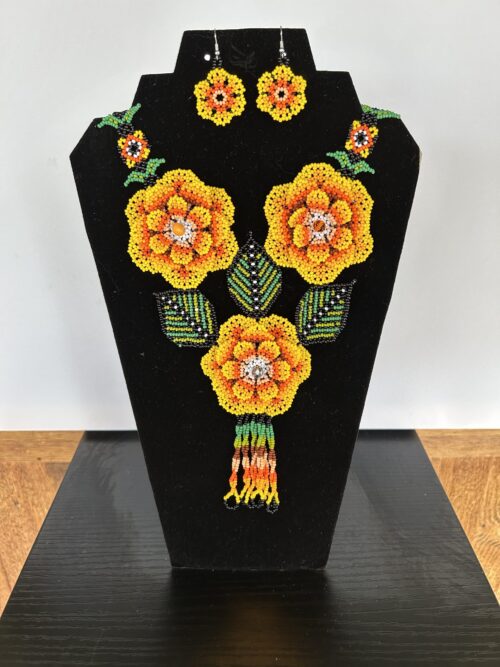 Yellow Sunshine Sacred Flowers Necklace, Earrings and Bracelet Set