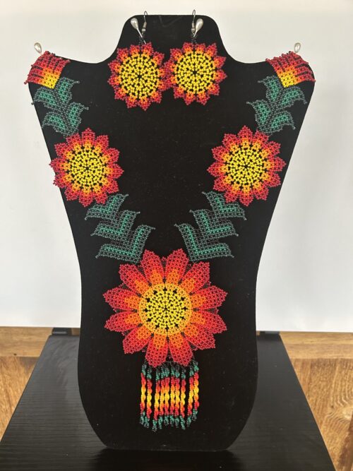 Red Moon Rising Sacred Flower Necklace and Earrings Set