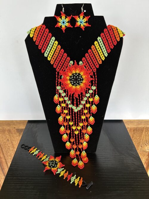 Red Star Waterfall Necklace, Earrings, Bracelet Set