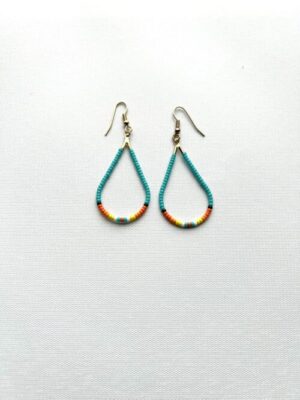 Blue Fire Teardrop Hook Earrings
