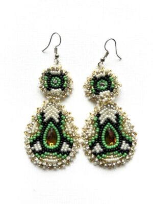 Double Green Tear Drop Dancer Earrings