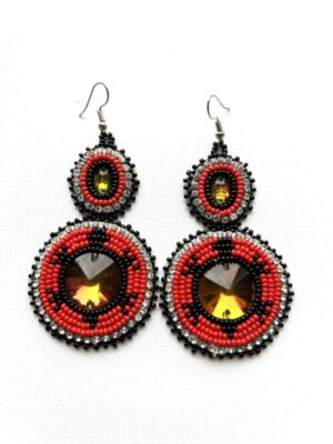 Double Red Turtle Black Edge Dancer Earrings