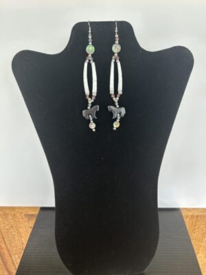 Dentalium - Black Horse 4 Abalone Disks Earrings
