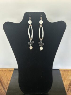 Dentalium - Black Horse 4 Disks Earrings