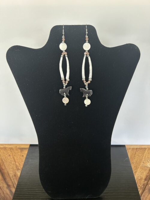 Dentalium - Black Horse 4 Disks Earrings