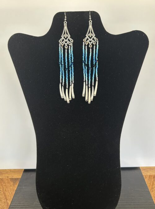 Dentalium - Blue Gradation Rain Earrings