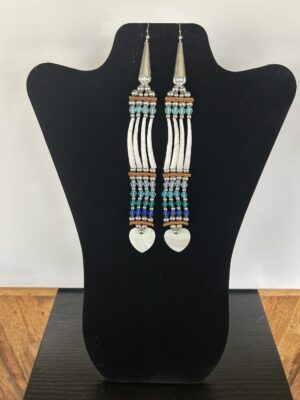 Dentalium - Blue Mist 1 Tear Small Heart Earrings