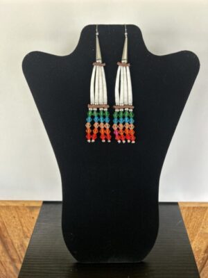 Dentalium - Green Top Rainbow Earrings