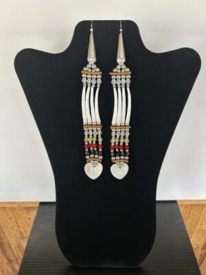 Dentalium - Medicine Wheel 1 Tear Small Heart Earrings