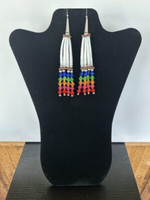 Dentalium - Navy Top Rainbow Earrings