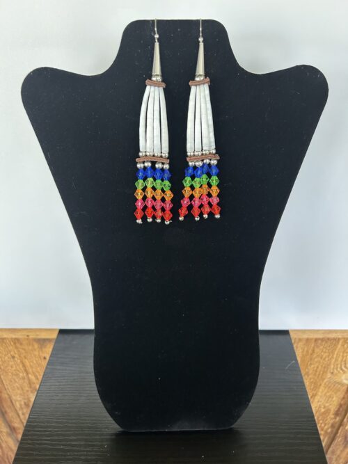 Dentalium - Navy Top Rainbow Earrings