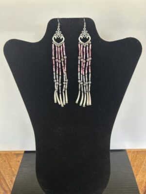 Dentalium - Pink Silver Tubes Rain Earrings