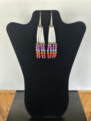 Dentalium - Pink Top Rainbow Earrings