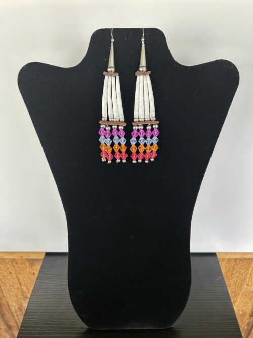 Dentalium - Pink Top Rainbow Earrings