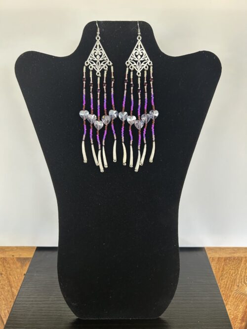 Dentalium - Purple Hearts Rain Earrings