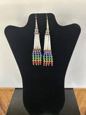 Dentalium - Purple Top Rainbow Earrings