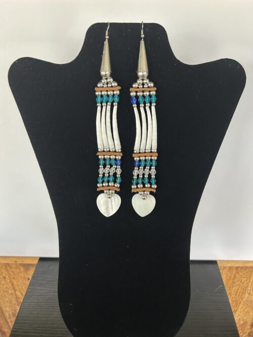 Dentalium - Teal 1 Tear Small Heart Earrings
