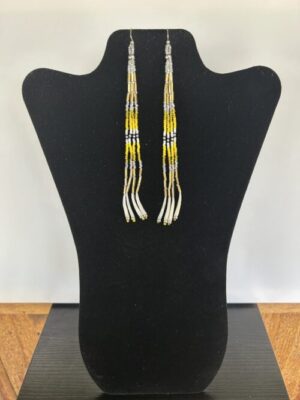 Dentalium - Yellow Silver Bead Rain Earrings