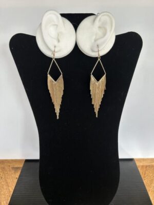 Gold Metal Diamond Shape Waterfall Hook Earrings