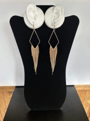Gold Metal Xtra Large Diamond Waterfall Hook Earrings