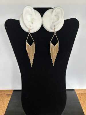Golden Diamond Shape Waterfall Hook Earrings