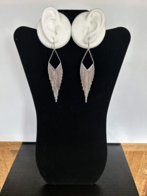 Silver Diamond Waterfall Hook Earrings