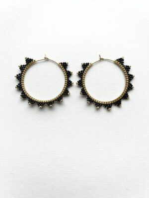 Black Gold Point Melody Hoop Earrings