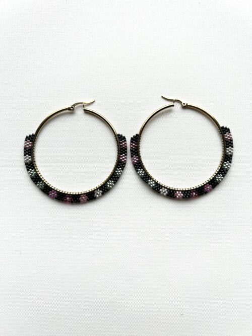 Black Multi Color Melody Hoop Earrings