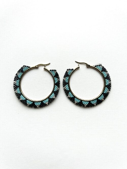 Blue Black Melody Hoop Earrings