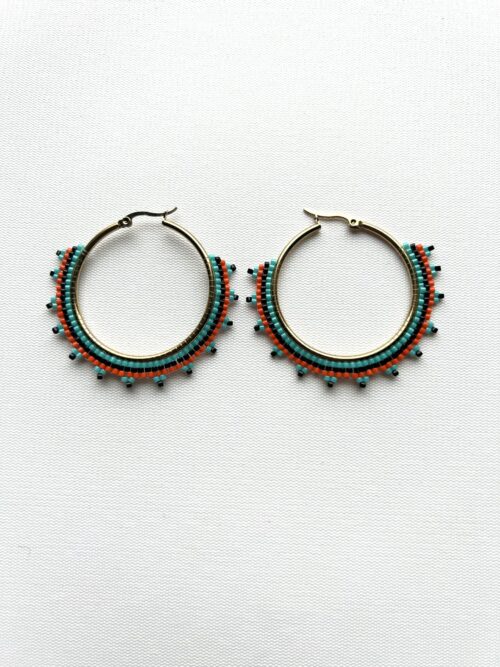 Blue Red Point Melody Hoop Earrings
