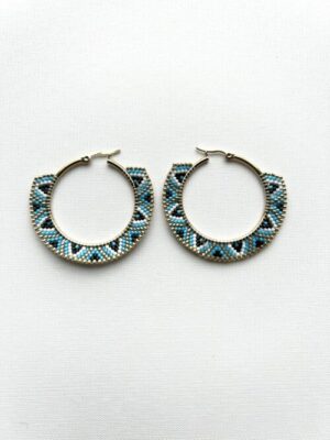 Blue White Gold Melody Hoop Earrings